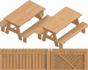 wooden fence isolated on white