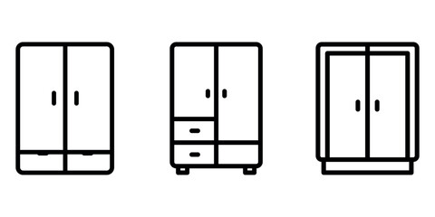 wardrobe outline or line icon design bundle.
