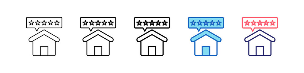 Rating Icon In 5 Different Styles Set Collection.   