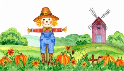 Halloween scarecrow in the field 