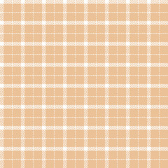 Seamless gingham peach and white plaid pattern.