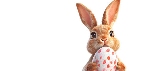 Easter bunny icon holding blank sign decoration festive mockup transparent background