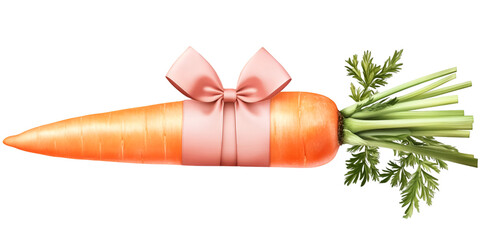 Easter carrot with bow blank gift decoration festive mockup transparent background