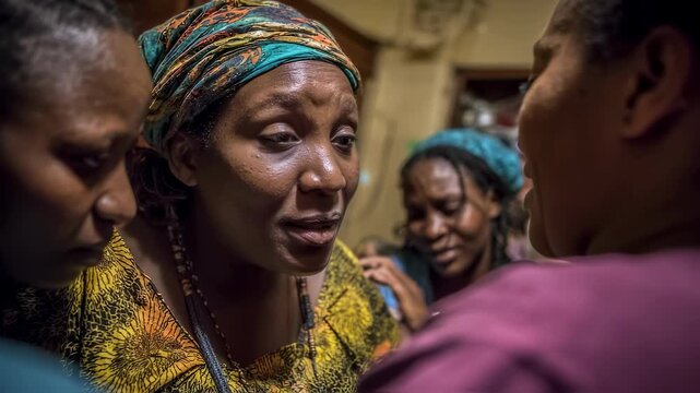 Emotional moment as a midwife assists with crowning offering handson support during the final stages of delivery in a warm homelike birthing center.