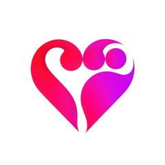 Fototapeta premium Modern Heart Shaped Charity Logo with Abstract Human Figures Isolated on White Background, Generative AI
