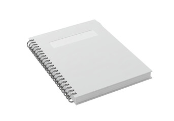 Isolated Realistic Blank White Spiral-Bound Notebook with Cover Window, Mockup for Office or School