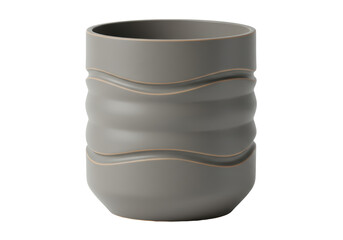 Isolated Modern Sage Green Ceramic Pot or Cup with a Wavy Texture, Handmade Pottery