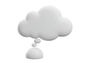 Isolated Minimalist White Thought Bubble or Thinking Cloud Icon