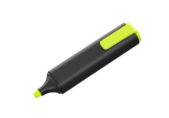 Isolated Yellow Highlighter Marker for School and Office