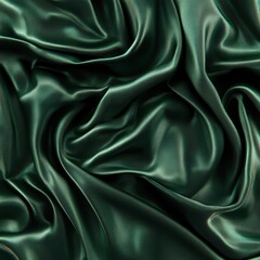 Obraz premium Luxurious Dark Green Satin Fabric with Elegant Flowing Texture