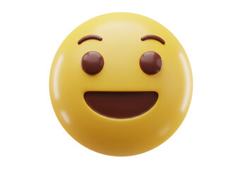 Isolated Happy Grinning Face 3D Yellow Emoji with Open Eyes