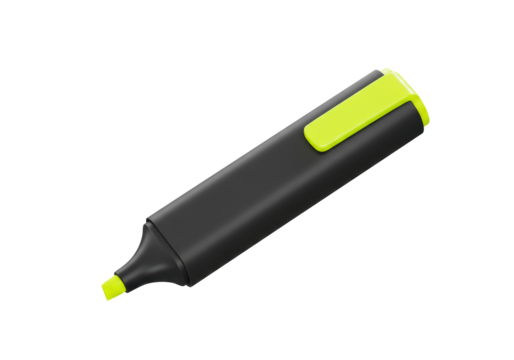 Isolated Yellow Highlighter Marker for School and Office