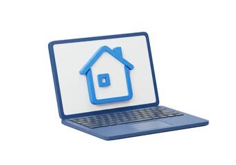 Isolated Laptop with Online Real Estate or Property Search Icon