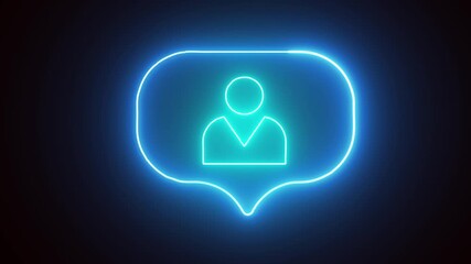 Neon profile icon motion graphics. Modern abstract background digital communication network. Bright shiny digital interface animation. Neon profile icon communication network alert. - Powered by Adobe