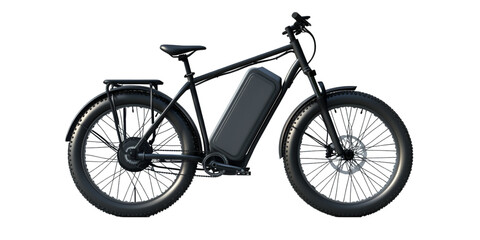 Electric bicycle battery pack blank portable e-bike power device mockup transparent background