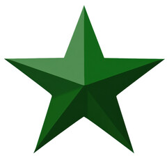 Three-Dimensional Green Star with Sharp Edges and Glossy Finish