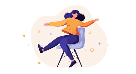 Fototapeta premium Woman leaning back smiling on office chair