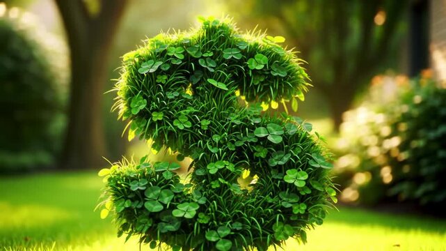 Green Dollar Sign Plant on Lawn in Sunlight Finance and Nature Symbolism