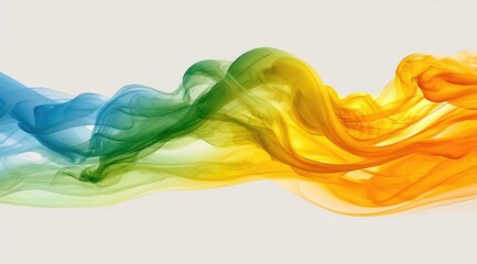 Abstract flowing colorful smoke-like forms on a light gray background