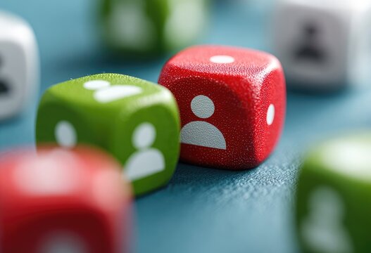 Close-up of colorful cubes with person icons