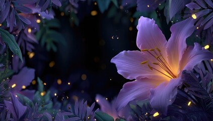 Night blooming lily, glowing flora