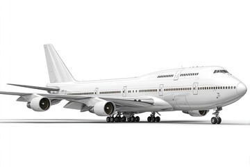 Obraz premium White jetliner, side view, isolated