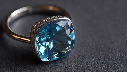 Elegant, square, blue gemstone ring