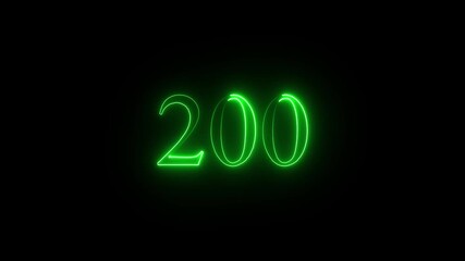Neon glowing number 200 countdown animation
Perfect for timers, motion design and digital overlays