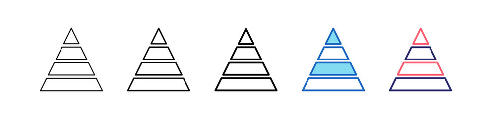 Pyramid Icon In 5 Different Styles Set Collection.   