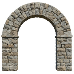 Rustic stone archway entrance isolated on transparent background