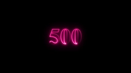 Neon glowing number 500 with countdown animation
Perfect for tech intros, timer visuals and digital overlays