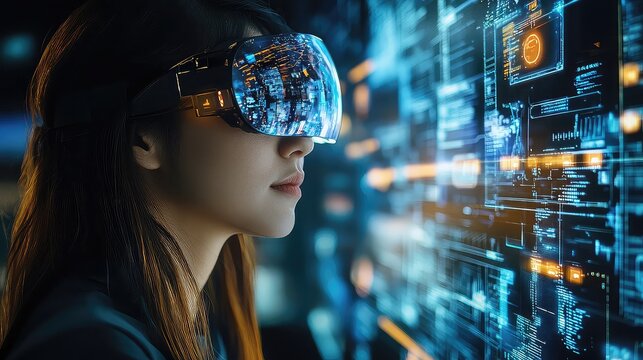 Mixed reality in the metaverse featuring holographic interfaces, real and virtual interaction, wearable tech, and augmented overlays enhancing immersive environments