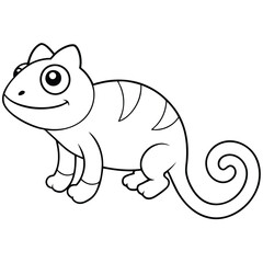 Cute cartoon chameleon isolated on white background illustration