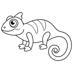 Fototapeta premium Cute cartoon chameleon isolated on white background illustration