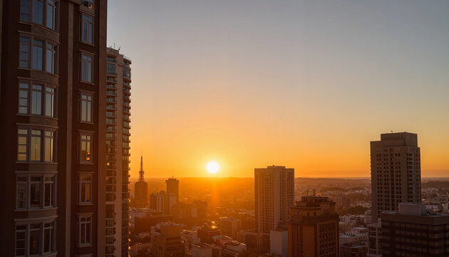 Sunset alignment with city skyline at twilight, equinox symbolism