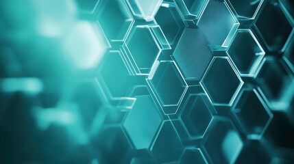 Abstract Hexagonal Pattern Background in Blue and Teal Tones