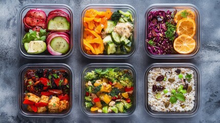 Colorful Healthy Meal Prep with Fresh Vegetables and Fruits