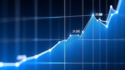 Stock market chart analysis for financial growth and investment performance data view