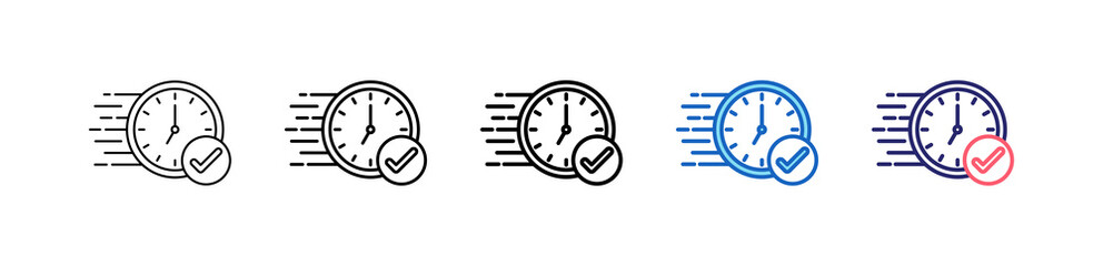Fast Time Icon In 5 Different Styles Set Collection.   
