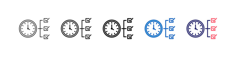 Checklist Icon In 5 Different Styles Set Collection.   