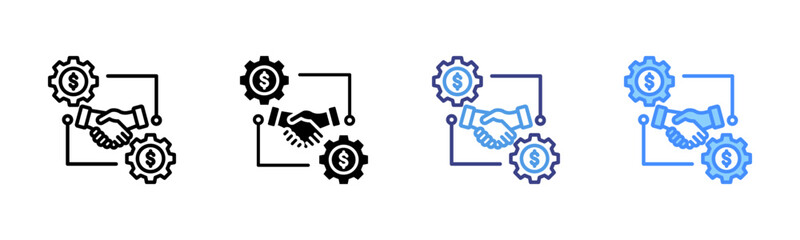 Negotiation icon set multiple style collection