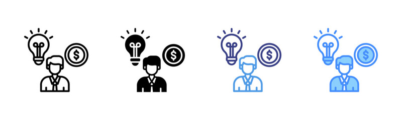 Entrepeneur icon set multiple style collection