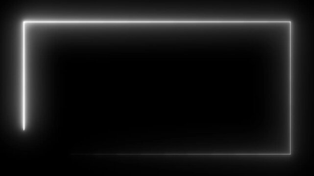 abstract glowing neon rectangle border frame black background. neon border glowing frame isolated on black background. neon frame rectangle, moving neon lights overlay, square neon line rectangle.