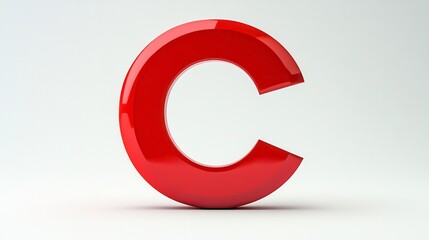 Bright Red Alphabet Letter C on a Clean White Background