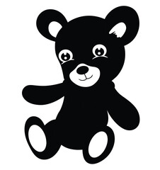 Cute cartoon hand drawn vector teddy bear silhouette .