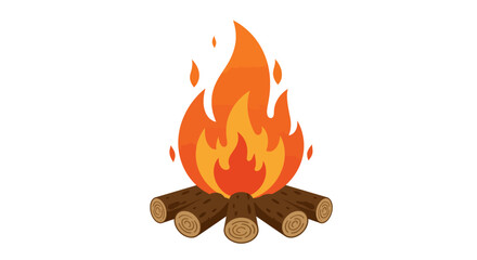 Flat Design Campfire Illustration on White