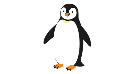 Obraz premium Adorable cartoon penguin character. A cute and friendly flightless arctic bird standing, isolated vector illustration on a white background.