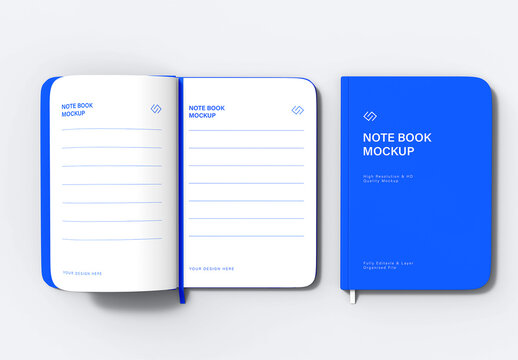 Blue Notebook Mockup Design