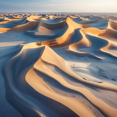 Majestic Sand Dunes in a Desert at Sunset