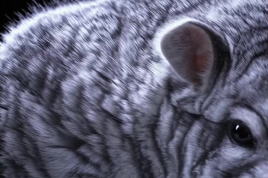 Extreme close-up of chinchilla fur under studio light, hyper-real detail 